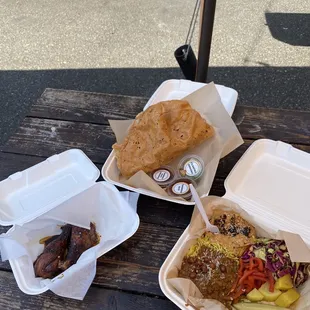 Cardamom Chai Chicken, Papadams, Vegan Thali Platter