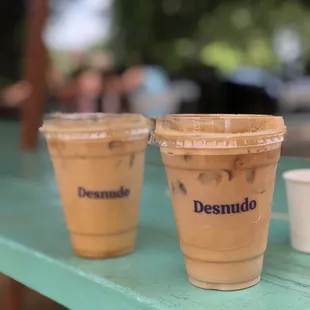 Iced vanilla miso and dirty chai latte