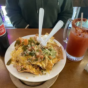 Chicken Nachos + Michelada + Mexican Coke!
