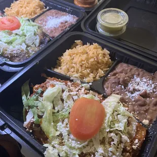 Both green and red chicken enchiladas! Fire!