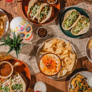 a table full of mexican food