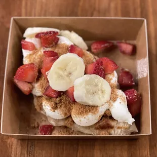 Strawberry &amp; Banana Nutella Croffle (minus the Nutella)