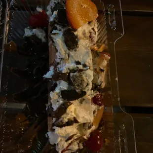 a dessert in a plastic container