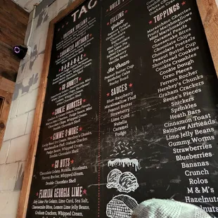 a menu on a blackboard