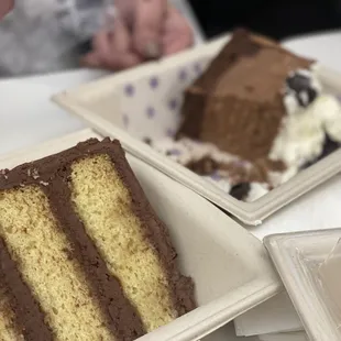 Old Fashion Diner Cake (left) and Everyone&apos;s Favorite  Mousse Cake