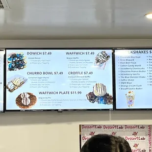 menus and prices on the wall