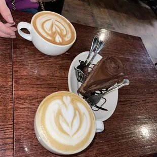 Gluten free chocolate cheesecake and lattes