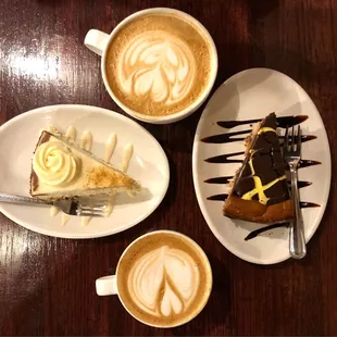 Coffee and cheesecakes for two.