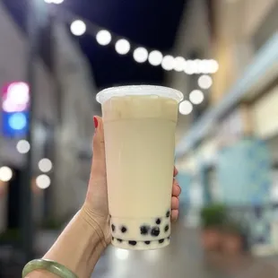 Green Milk Tea with boba