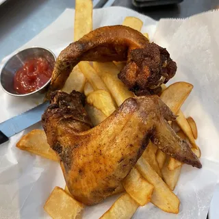 Fried Chicken Wings with French Fries