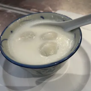 Fresh Almond Tea and Sesame Rice Ball