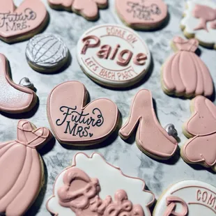 a variety of decorated cookies