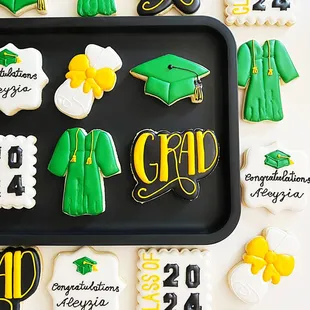 Graduation themed custom cookies