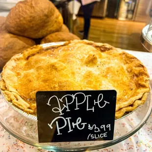 a pie on display
