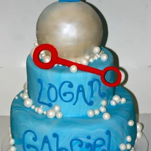 a cake with a key on top