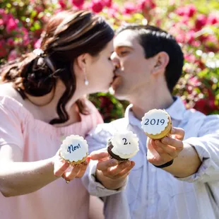 Custom engagement photo cupcakes for a save the date card.