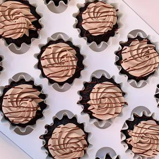 Chocolate cupcakes with chocolate frosting &amp; drizzle