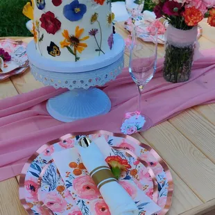 Carrot Cake with Edible Flowers by Desserts For Days  Event Planning &amp; Design by Dina's Deluxe Events