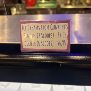 a sign for ice creams from gourmet's
