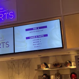 a display of desserts