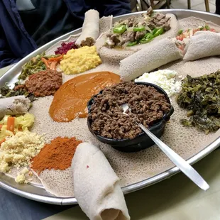 Vegetable Combo, Lamb Tibs & Kitfo