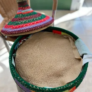 a coffee cake in a basket