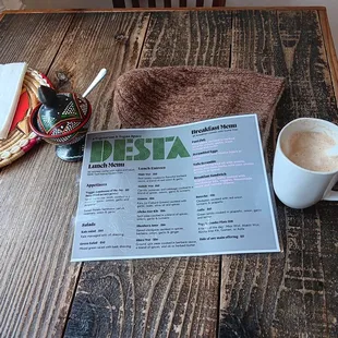 Menu and latte