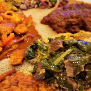 Fish Goulash, Alecha wot,key wot, greens, lentils