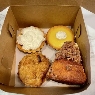 banana cream pie 10/10 | lemon curd  | apple strudel | pecan sour cream coffee cake