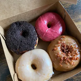 Dueling Vanilla, Blackout (Oreo), Maple Bacon and Lemon Blueberyy