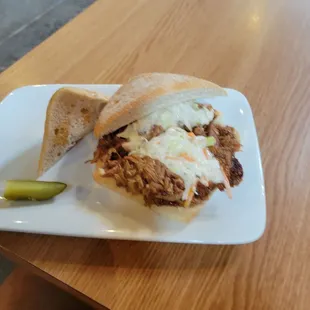 Pulled Pork with slaw.   Very good!