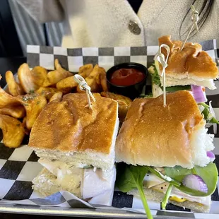 a sandwich and french fries