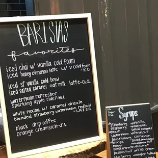 a menu on a blackboard