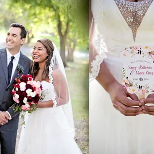 Bride holding the wedding fan program