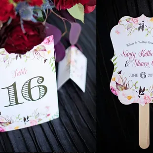 Table Number and Wedding Program Fan