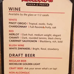 Drink menu