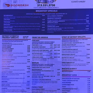 menu