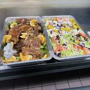 two trays of food