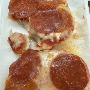 Soggy microwaved pizza bagel