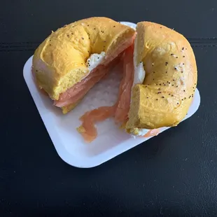 Toasted Egg Bagel with Lox and Plain Cream Cheese