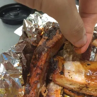 Membrane on ribs.  Lacking rub. Lacking bark.
