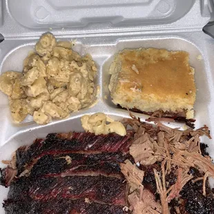 pulled pork, macaroni and cheese
