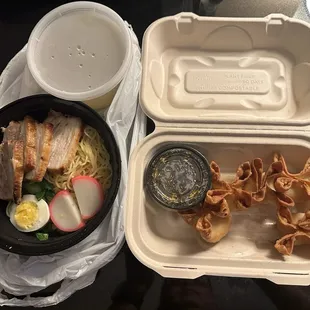 Pork Belly Ramen &amp; Crab Rangoon