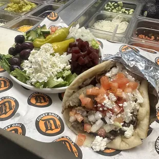 Gyro Pita and Greek Salad