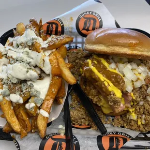 Buffalo Fries and Coney Burger