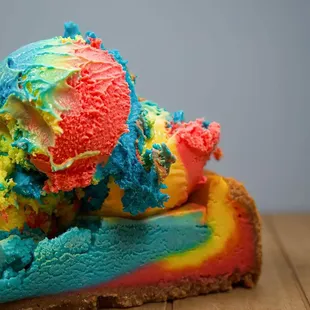 Superman Cheesecake with a scoop of Superman Ice Cream!