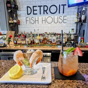 a shrimp cocktail and a shrimp cocktail