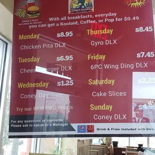 Daily Specials Menu