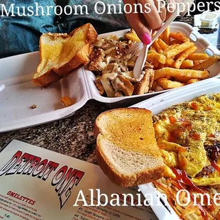 Thanks Ali for great service . Albanian Omelette  Wowed, Smothered Chicken Mushroom Onions Peppers