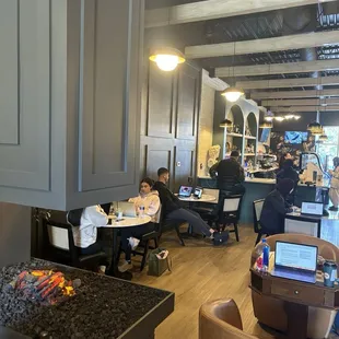 Cozy fireplace and seating